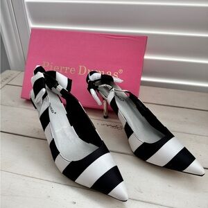 Pierre Dumas Striped Black and White Heels